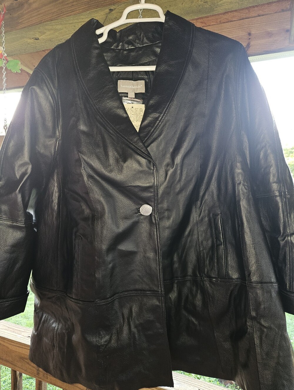 Black Women's Leather Jacket - Woman Within